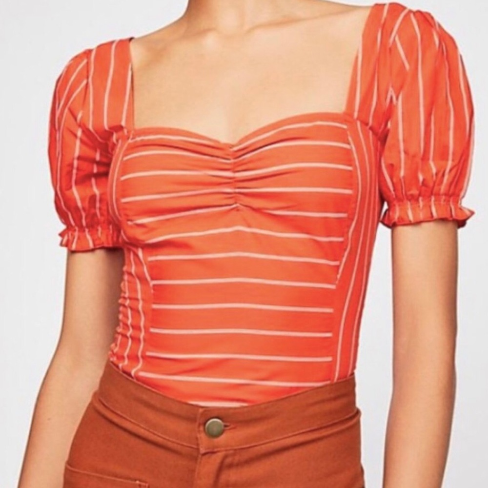 Free People Rose Garden Puff Sleeve Crop - Small